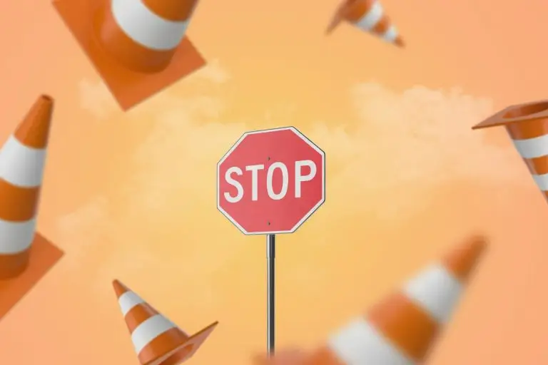 image with stop sign and various cones